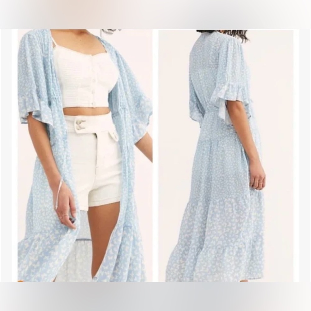 Rahi Chic Blue Butterfly Print Kimono